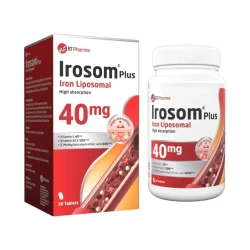 BT Pharma Irosom Plus 40mg 30 Tablets Daily Iron Supplement to Support Normal Iron Levels Energy Metabolism & Vitality Boost