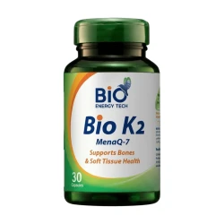 Bioenergy Bio K2 100mcg 30 Capsules - Bioavailable Vitamin K2 MK-7 Supplement for Bone Health, Calcium Absorption & Blood Clotting
