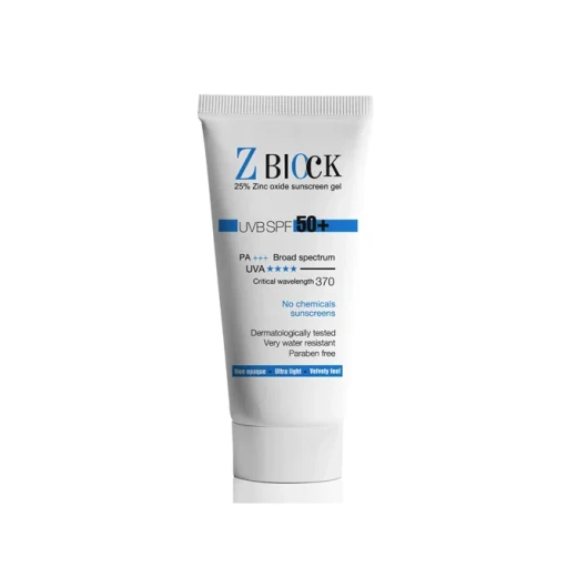 UBiK Z Block Zinc Oxide Sunscreen Gel SPF 50+ 50ml, Broad Spectrum UVA & UVB Protection, Water Resistant, Lightweight Non-Opaque Formula with Smooth Velvety Finish - Ethicare - Image 2
