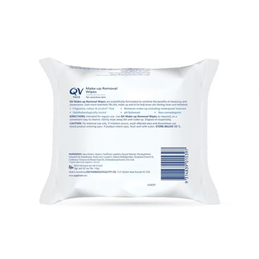 QV Sensitive Makeup Remover Wipes for Face, Eyes, and Lips, 25 Wipes - QV - Image 2