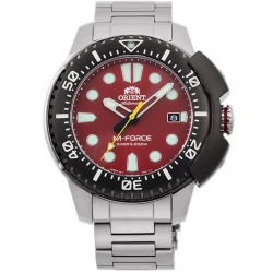 ساعة غوص أوتوماتيكية للرجال من أورينت M-Force RA-AC0L02R، ستانلس ستيل، كريستال ياقوتي، مقاومة للماء 200 متر