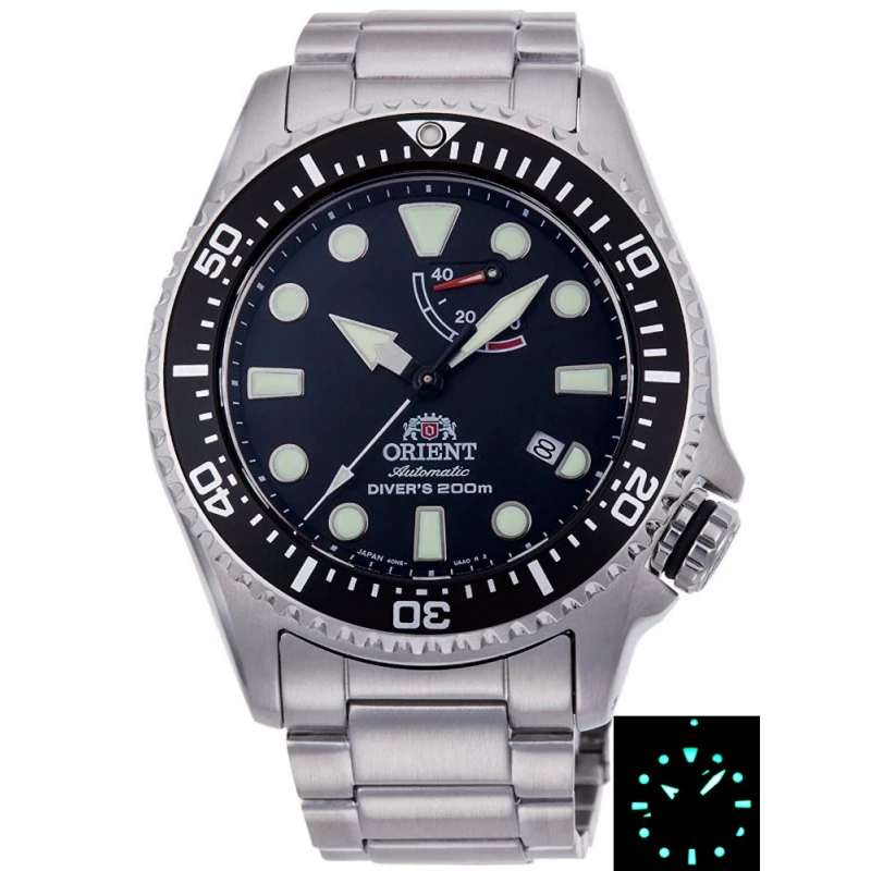 Orient Diver's 200M Mechanical Power Reserve Watch Black Stainless Steel 43.4mm - ORIENT