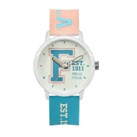 Fila Reinterpret 70s Watch White Dial Pink and Light Blue Silicone Strap 42mm