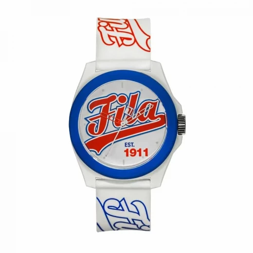 Fila Reinterpret 70's Watch Blue Silicone Strap White Dial 42.5mm Fila Reinterpret 70's Watch Blue Silicone Strap White Dial 42.5mm