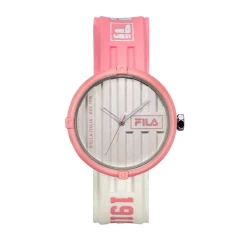 Fila Container Watch 38 338 106 Pink Alloy Case 40mm White Dial Silicone Strap Japanese Quartz Movement 3 ATM Water Resistance 1 Year Warranty Ladies Fashion Wristwatch