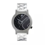 Fila Mono Line 38mm Watch Grey Case Black Dial White Silicone Strap - Fila