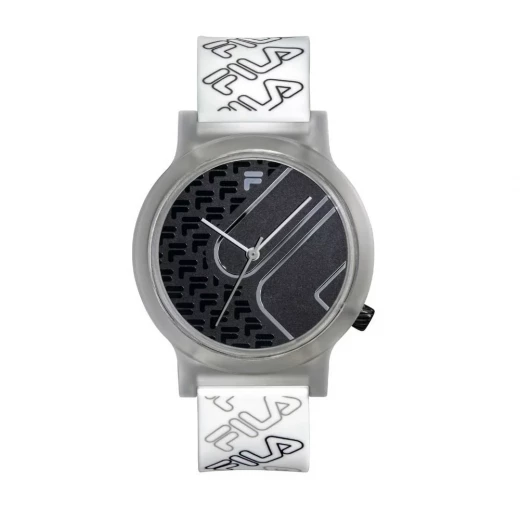 Fila Mono Line 38mm Watch Grey Case Black Dial White Silicone Strap Fila Mono Line 38mm Watch Grey Case Black Dial White Silicone Strap