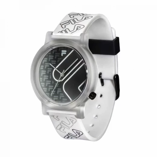 Fila Mono Line 38mm Watch Grey Case Black Dial White Silicone Strap - Fila - Image 2