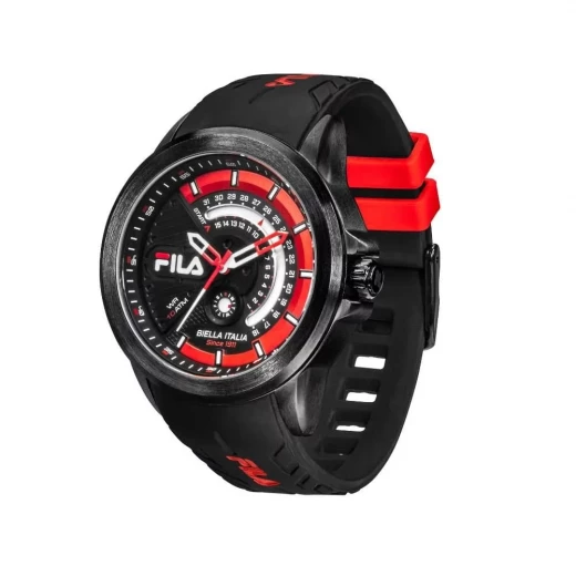 Fila Racer 38-347-001 Men's Watch 42mm Black Dial and IP Black Alloy Case with Black Silicone Strap 10 ATM Water Resistance and Special Calendar Function—1 Year Warranty - Fila - Image 2