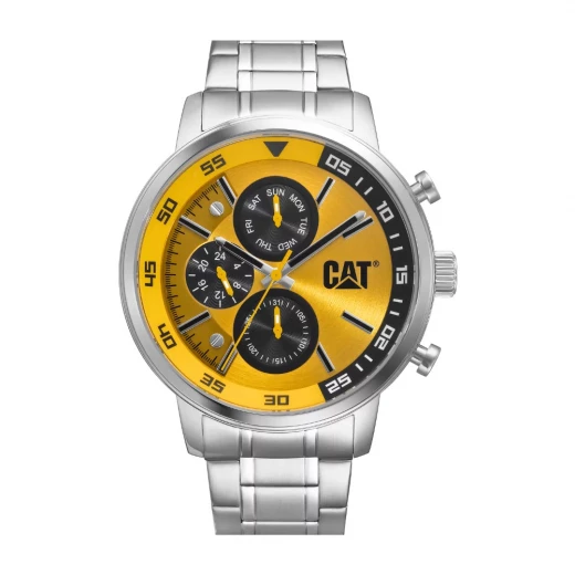 CAT Sail 1.2 Watch Stainless Steel Case Yellow Dial Silver Strap 46mm CAT Sail 1.2 Watch Stainless Steel Case Yellow Dial Silver Strap 46mm