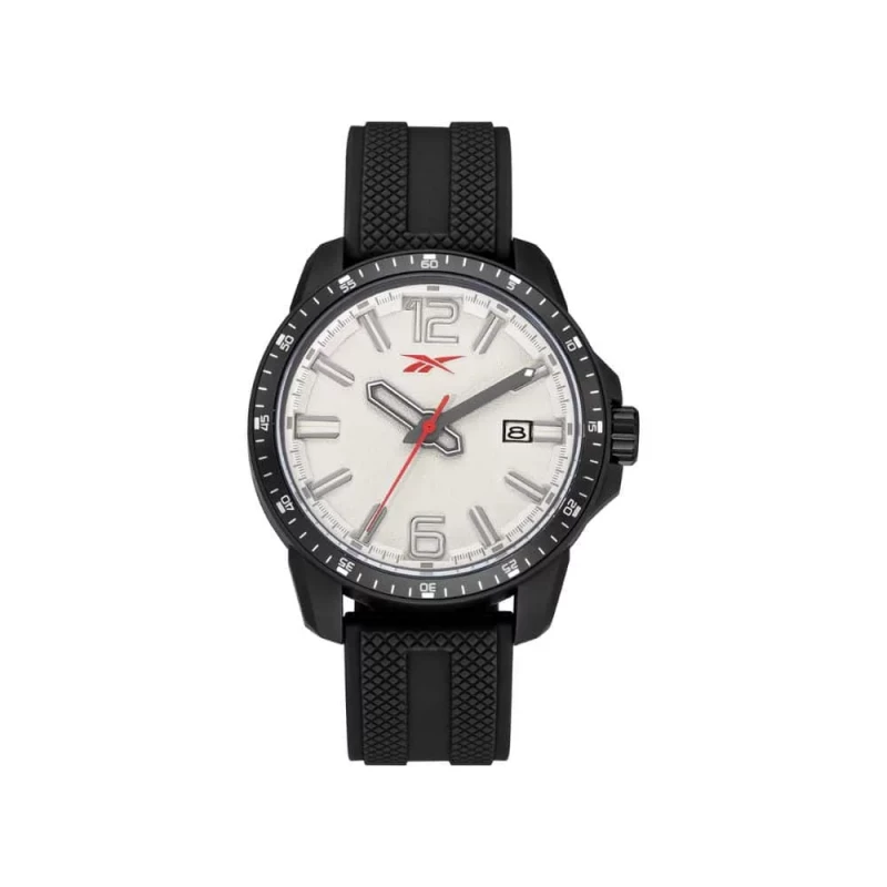 Reebok Spindrop Black and White Watch 42mm Case Silicone Strap 5 ATM Water Resistance Miyota 2315 Movement 3 Hand Dial with Numerals Sporty Design Unisex Wristwatch - Reebok