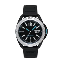 ساعة ريبوك جريدن سوداء 44 ملم علبة ستانلس ستيل حزام سيليكون