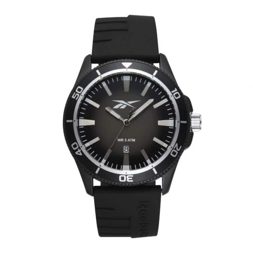 Reebok Courtside Black Watch 44mm Alloy Case with Sunray Dial, Silicone Strap, 5 ATM Water Resistance and Epson AX32 Movement, Featuring 3-Hand Functionality for Everyday Wear Reebok Courtside Black Watch 44mm Alloy Case with Sunray Dial, Silicone Strap, 5 ATM Water Resistance and Epson AX32 Movement, Featuring 3-Hand Functionality for Everyday Wear