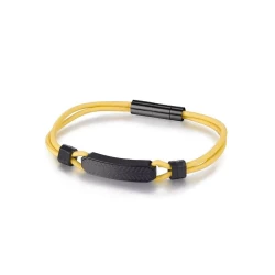 Cat Tread Yellow Bracelet Stainless Steel Charm Jewelry for Women REF J001B10171 Stylish Accessory