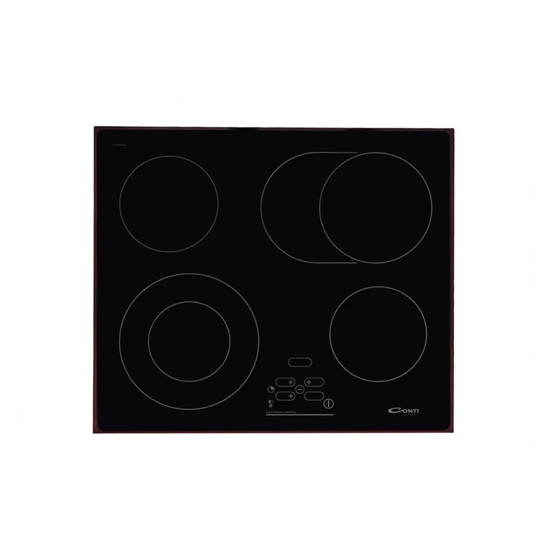 CONTI BI HOB 60CM – ELECTRIC – 4 BURNERS – CAST IRON – Black Glass - Conti