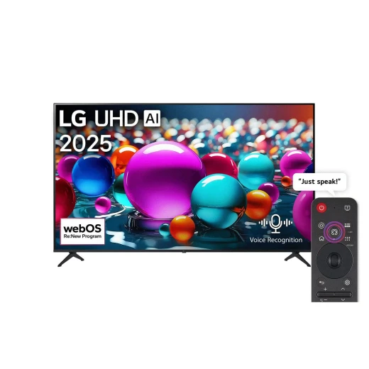 تلفزيون إل جي الذكي 55 بوصة UHD AI UA85 4K بتقنية HDR10 وجهاز تحكم AI Magic لعام 2025