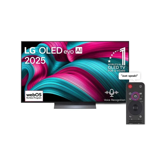 تلفزيون إل جي OLED evo AI C5 مقاس 65 بوصة بدقة 4K 144Hz مع جهاز تحكم AI Magic remote وواجهة webOS25 طراز عام 2025 تلفزيون إل جي OLED evo AI C5 مقاس 65 بوصة بدقة 4K 144Hz مع جهاز تحكم AI Magic remote وواجهة webOS25 طراز عام 2025