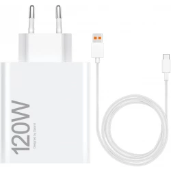 شاحن 120 واط فائق السرعة من النوع A مع كابل USB C لهواتف شاومي
