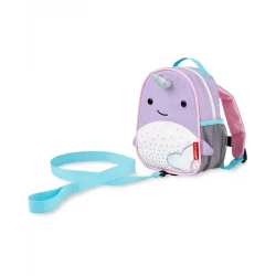 Skip Hop Zoo Narwhal Mini Backpack with Reins, Toddler Safety Harness, Adjustable Straps