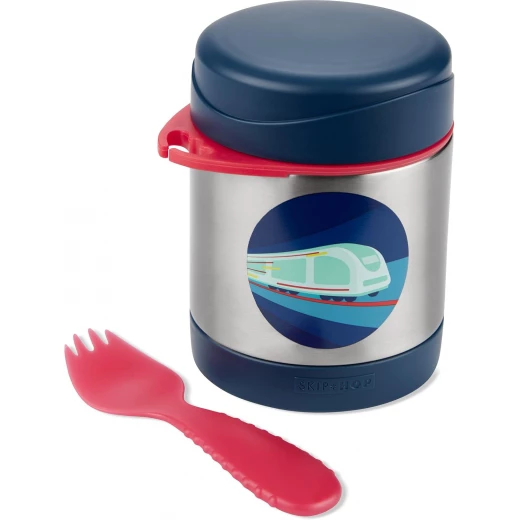 Skip Hop Train Insulated Stainless Steel Kids Food Jar with Spork, Leak-Resistant - Image 2