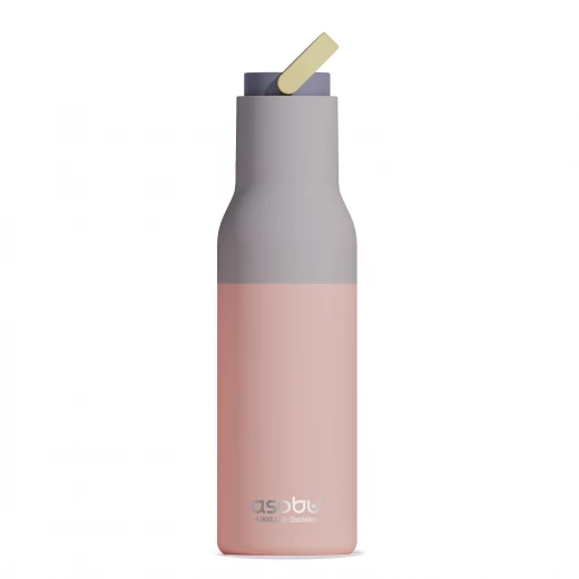 Asobu Metro Thermal Bottle with Straw Pastel Peach 600ml, Double-Walled Insulated Asobu Metro Thermal Bottle with Straw Pastel Peach 600ml, Double-Walled Insulated