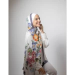 Love Garden Georgette Chiffon Hijab Navy Blue: Soft, Airy Scarf for a Gentle & Elegant Daily Look, Extra-Long Size 300x70cm - Kain