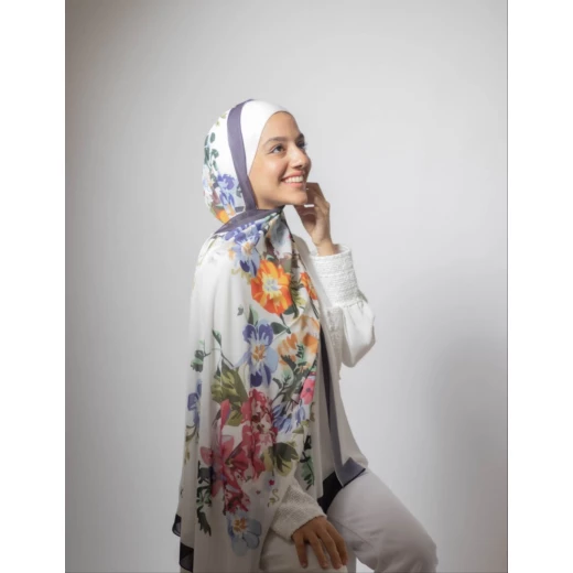 Love Garden Georgette Chiffon Hijab Navy Blue: Soft, Airy Scarf for a Gentle & Elegant Daily Look, Extra-Long Size 300x70cm