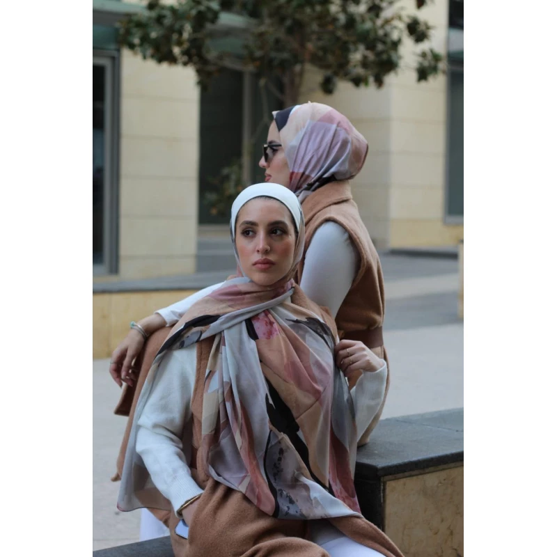 وشاح حجاب كاين بيتش ويفز من الشيفون جورجيت للنساء: خفيف الوزن، مريح طوال اليوم، تصميم أنيق، مقاس كبير 300x70 سم - كاين