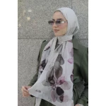 Kain Georgette Chiffon Hijab Scarf Purple 300x70cm Elegant Women's Shawl - Kain