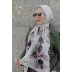 شال حجاب كاين من الشيفون الجورجيت بنفسجي 300x70 سم للنساء أنيق