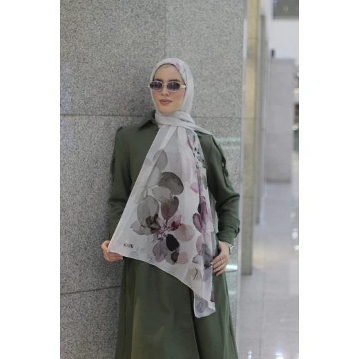 Kain Georgette Chiffon Hijab Scarf Purple 300x70cm Elegant Women's Shawl - Kain - Image 3