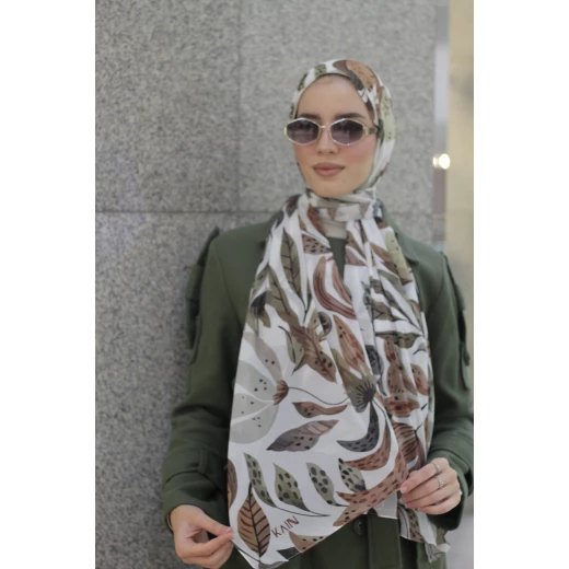 Kain Georgette Chiffon Hijab Scarf: Warm Autumn Colors, Soft & Lightweight, Extra Long 300x70cm for Women, Versatile Styling, Made in Egypt - Kain - Image 3