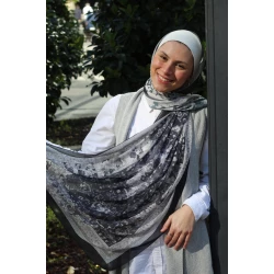 Kain Persian Art Georgette Chiffon Hijab: Elegant Scarf with Traditional Patterns for Daily Wear, Extra Long 300x70cm, Comfortable and Stylish, Made in Egypt