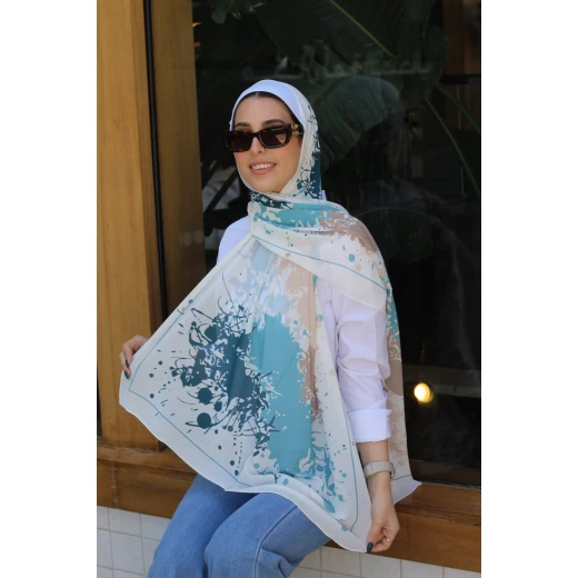 Kain Splash Georgette Chiffon Hijab in Blue: Lightweight Scarf for Women, 300x70cm, Elegant Everyday Wear, Soft and Breathable Fabric Kain Splash Georgette Chiffon Hijab in Blue: Lightweight Scarf for Women, 300x70cm, Elegant Everyday Wear, Soft and Breathable Fabric