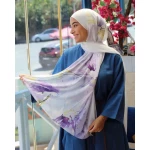 Femme Fluer حجاب كاين جورجيت شيفون نسائي أنيق: شال ناعم وخفيف الوزن بتصاميم حصرية، مقاس كبير جدًا 300 × 70 سم لإطلالة يومية راقية - فيم فلوير