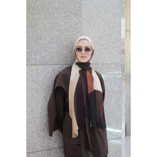Circles Trendy Hijab Scarf for Women: Premium Georgette Chiffon, Soft & Lightweight, Exclusive Designs, Made in Egypt, Extra-Long 300 x 70cm, Brown Color, for Everyday Elegance Circles Trendy Hijab Scarf for Women: Premium Georgette Chiffon, Soft & Lightweight, Exclusive Designs, Made in Egypt, Extra-Long 300 x 70cm, Brown Color, for Everyday Elegance