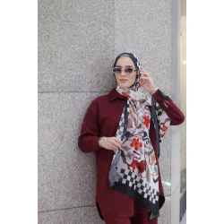 شال حجاب شيفون جورجيت كاين تشيك ميت أزرق كحلي 300x70 سم
