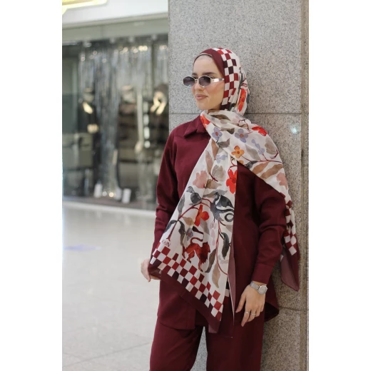 Checkmate Georgette Chiffon Hijab Scarf Soft Lightweight Burgundy 300x70cm Checkmate Georgette Chiffon Hijab Scarf Soft Lightweight Burgundy 300x70cm