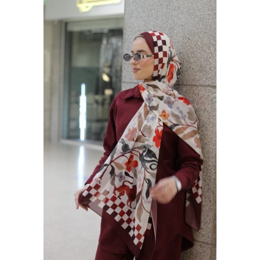 Checkmate Georgette Chiffon Hijab Scarf Soft Lightweight Burgundy 300x70cm - Checkmate - Image 2