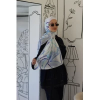 أزرق كاين حجاب شيفون جورجيت، طويل جدًا 300x70 سم، أنيق و مسامي