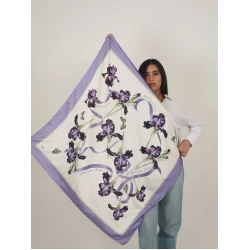 Lil Urdon Black Iris of Jordan Satin Scarf  100x100 cm