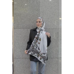 حجاب كاين أوليف تري باترفلايز شيفون جورجيت ناعم مريح 300x70 سم