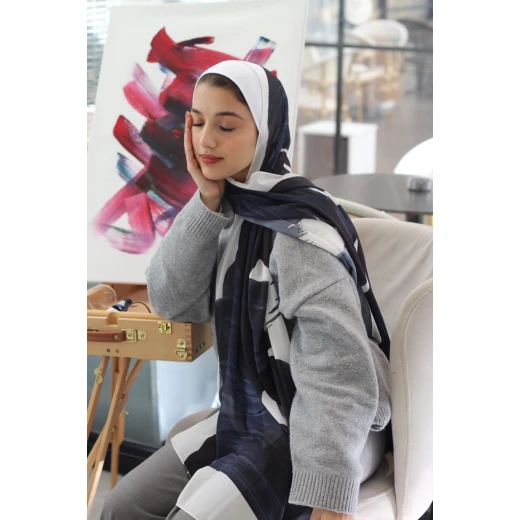حجاب كاين شيفون جورجيت أزرق كحلي 300 سم × 70 سم للنساء - كاين - Image 3