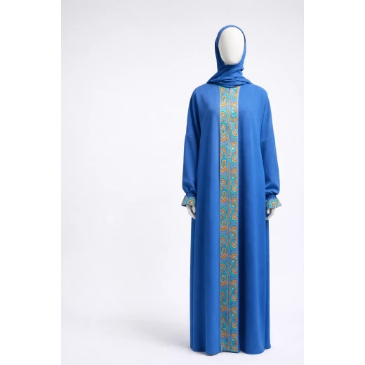 Prayers Isdal Women's Prayer Wear with Exquisite Embroidery in Blue, Full Coverage Modest Islamic Outfit, Soft and Breathable Fabric for Comfort and Style - Kain - Image 2