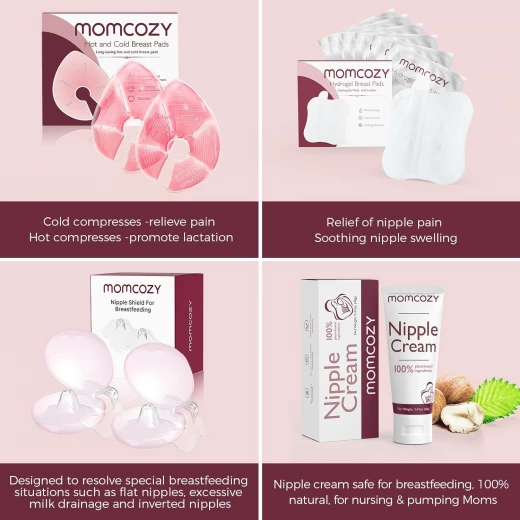 عبوات علاج الثدي من Momcozy للأمهات المرضعات - تخفيف ساخن وبارد، وردي - موم كوزي - Image 4