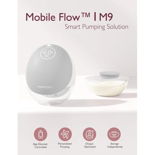 Momcozy M9 Single Hands-Free Breast Pump - 24mm Portable Grey for Discreet Pumping - Momcozy - Image 7