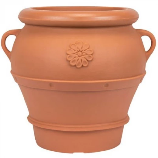 إناء زهور أمفورا بلاستيكي من الطين مع تصميم أزهار - صغير إناء زهور أمفورا بلاستيكي من الطين مع تصميم أزهار - صغير