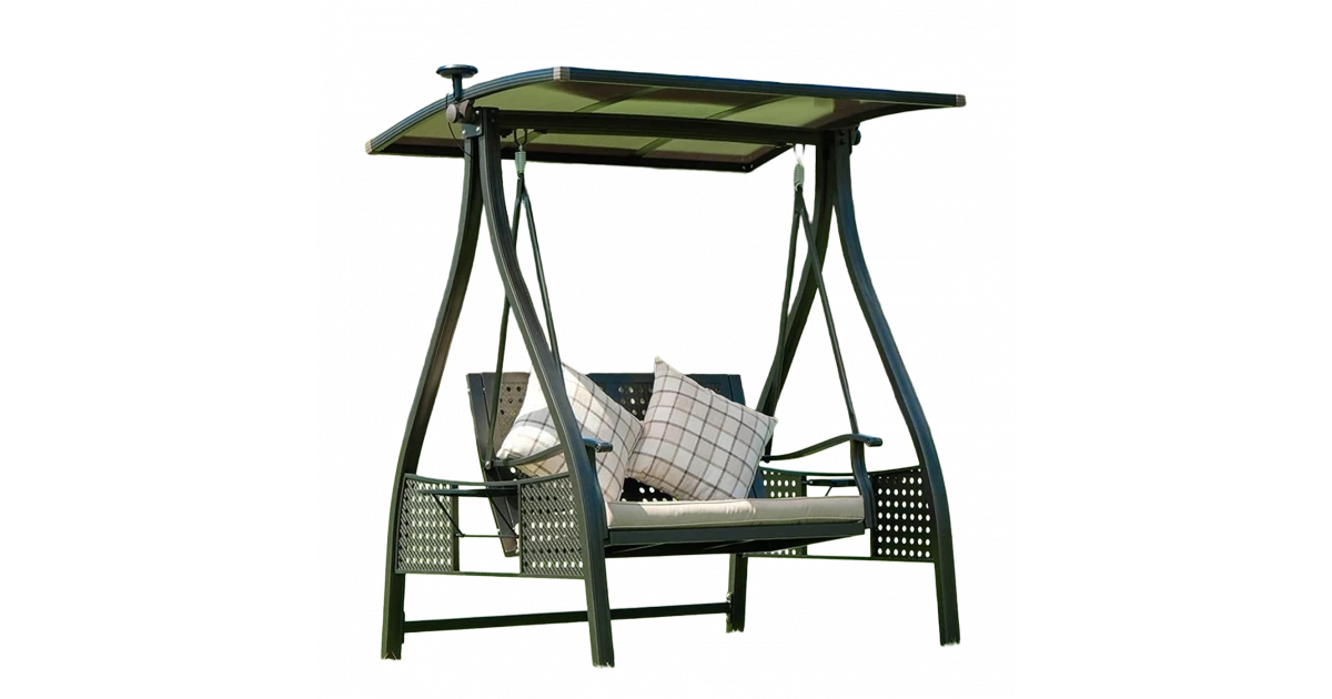 Solar Swing Dumyah: Outdoor Swing with Solar LED Roof - Aluminum Frame & Cushioned ...