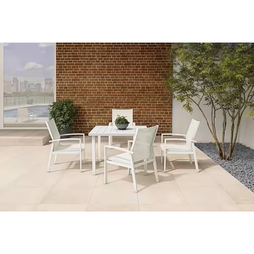 طقم طعام خارجي من الألومنيوم من 5 قطع من كوبر سبرينغز – بلمسة نهائية بيضاء - Image 3