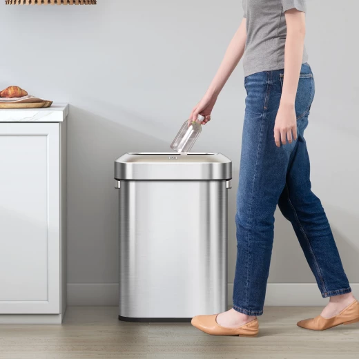 سلة مهملات EKO Urban Slim 60L من الفولاذ المقاوم للصدأ ذات غطاء علوي مفتوح - درجة تجارية، مقاومة لبصمات الأصابع - إيكو - Image 7